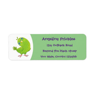 Cute green curious parakeet cartoon illustration