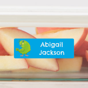 Cute green curious parakeet cartoon personalised