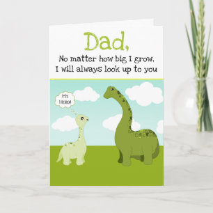 Cute Green Dad Dinosaur Hero Cartoon Father's Day Card