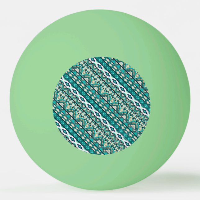 Cute green design aztec patterns design ping pong ball (Front)