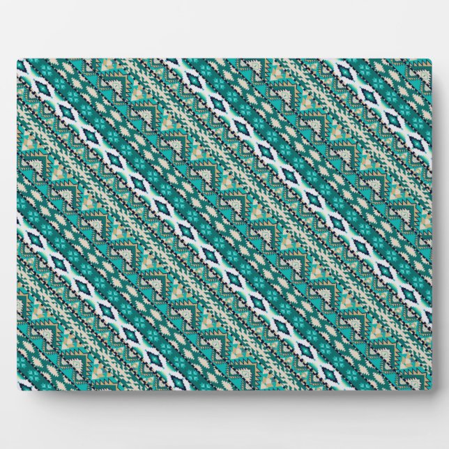 Cute green design aztec patterns design plaque (Front)