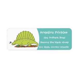 Cute green dimetrodon cartoon illustration
