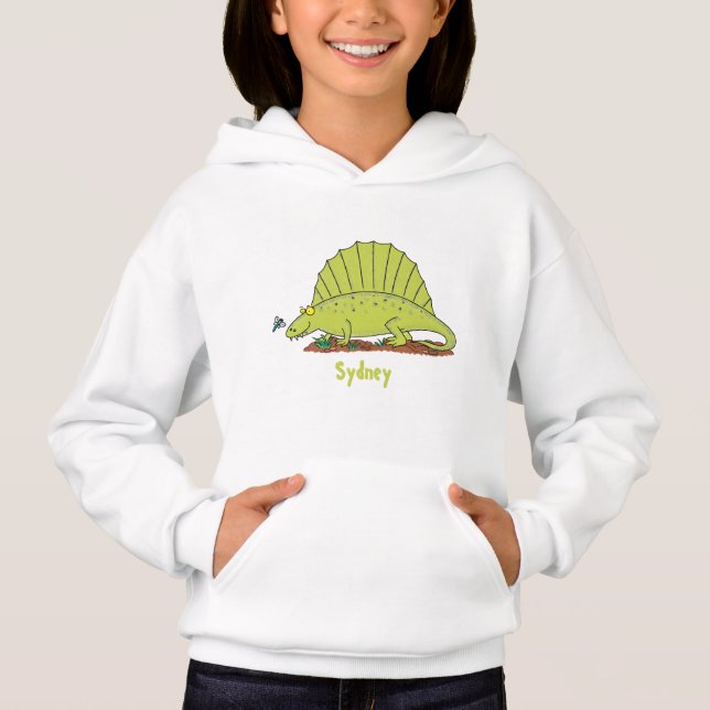 Cute green dimetrodon cartoon illustration (Front)