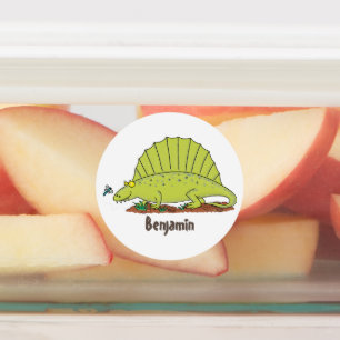 Cute green dimetrodon cartoon illustration