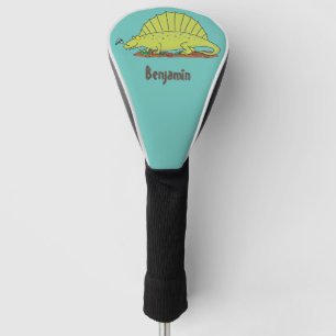 Cute green dimetrodon cartoon illustration golf head cover