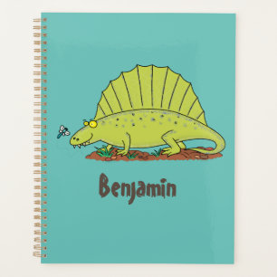 Cute green dimetrodon cartoon illustration planner