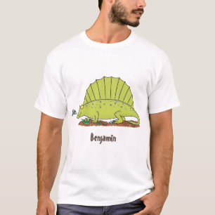 Cute green dimetrodon cartoon illustration T-Shirt