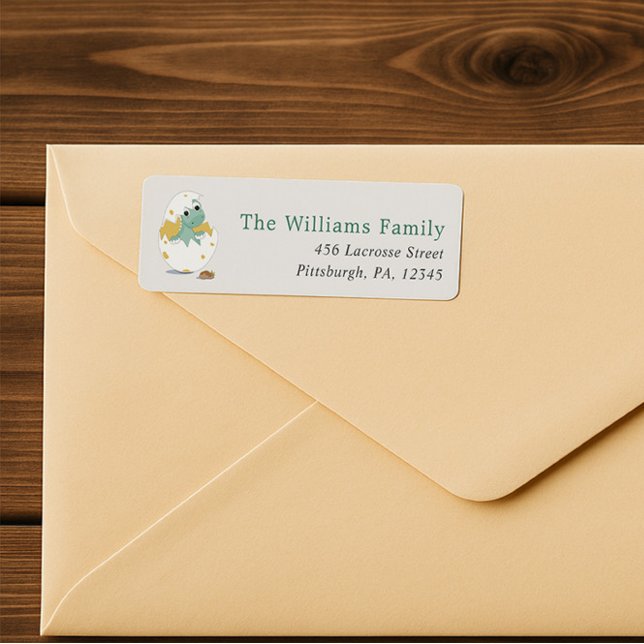 Cute Green Dino-Themed Baby Party Return Address (Creator Uploaded)