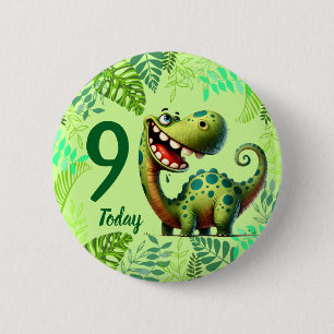 Cute Green Dinosaur 9th Birthday 6 Cm Round Badge