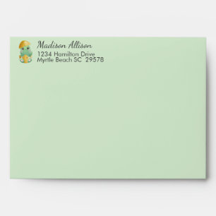 Cute Green Dinosaur Boys Baby Shower  Envelope