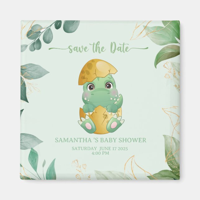 Cute Green Dinosaur Boys Baby Shower   Magnet (Front)