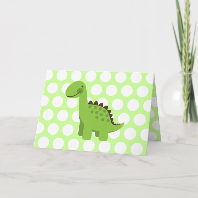 Cute Green Dinosaur Card (Front)