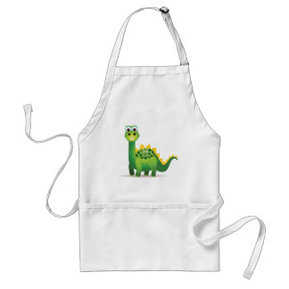 Cute green dinosaur cartoon standard apron