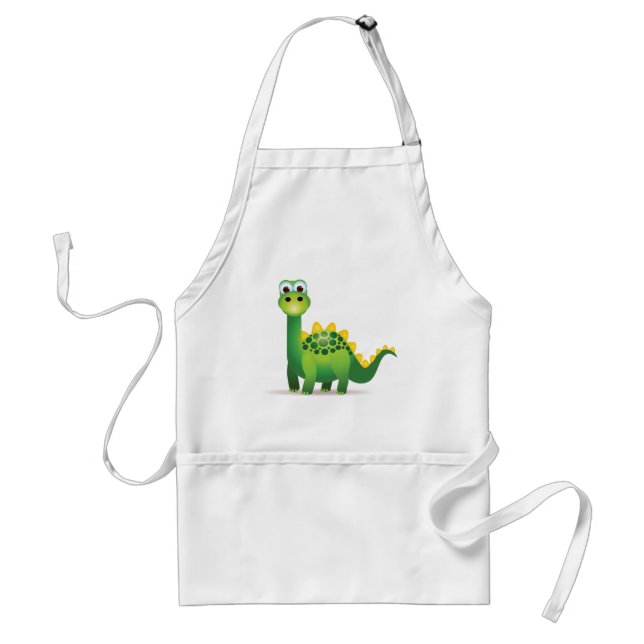 Cute green dinosaur cartoon standard apron (Front)