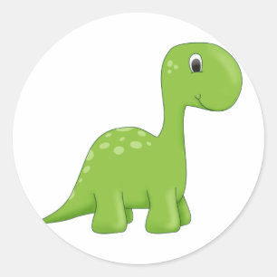 Cute green dinosaur classic round sticker