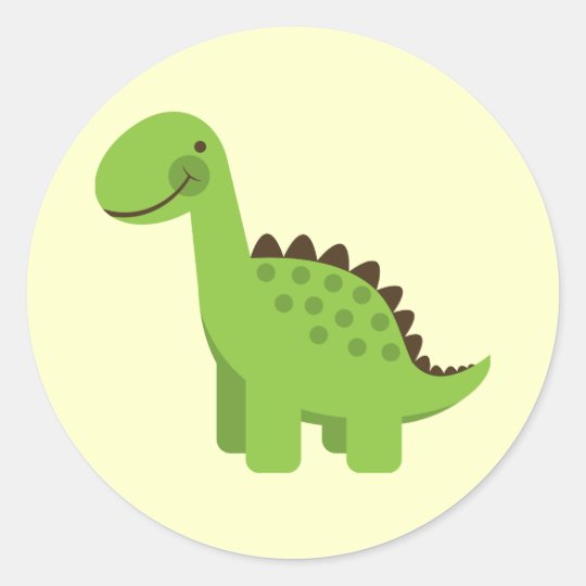 Cute Green Dinosaur Classic Round Sticker