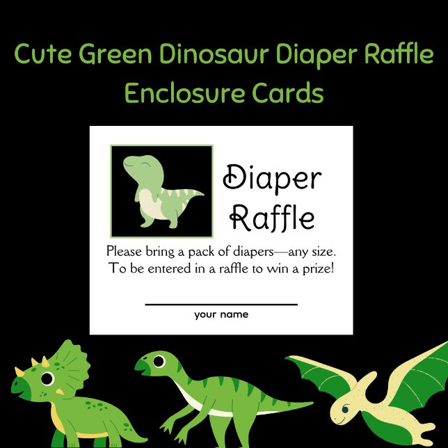 Cute Green Dinosaur Diaper Raffle Enclosure Card (Creator Uploaded)