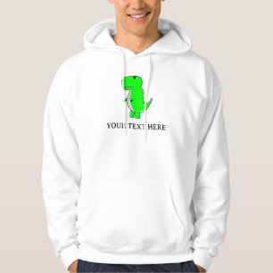 Cute Green Dinosaur Drawing Custom Text Hoodie