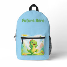 Cute Green Dinosaur Future Hero Blue Design