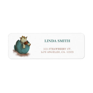 Cute Green Dinosaur Hatching Return Address