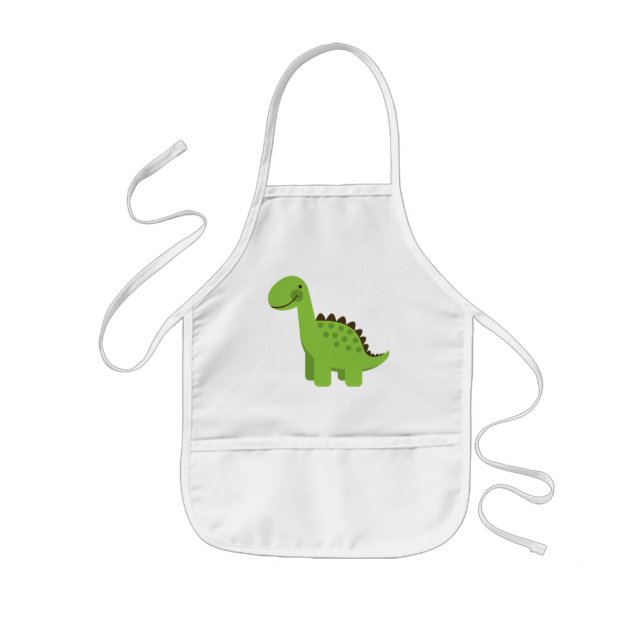 Cute Green Dinosaur Kids Apron (Front)
