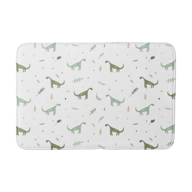 Cute Green Dinosaur Pattern Bath Mat (Front)