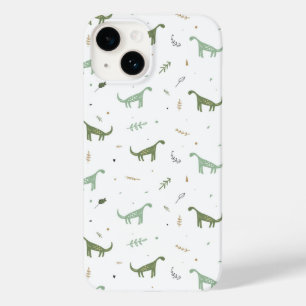 Cute Green Dinosaur Pattern Case-Mate iPhone 14 Case
