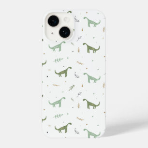 Cute Green Dinosaur Pattern iPhone 14 Case