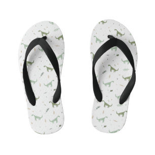 Cute Green Dinosaur Pattern Kid's Flip Flops