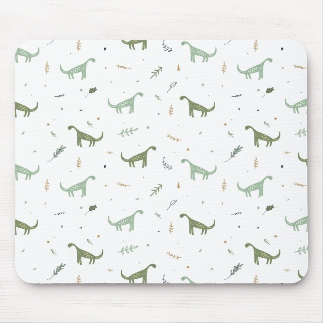 Cute Green Dinosaur Pattern Mouse Mat (Front)