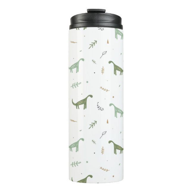 Cute Green Dinosaur Pattern Thermal Tumbler (Front)