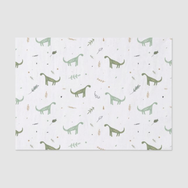 Cute Green Dinosaur Pattern Tissue Paper (Front)