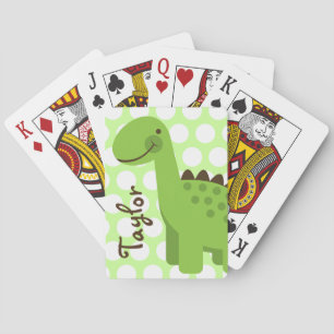 Cute Green Dinosaur Playing Cards