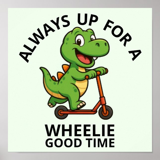 Cute Green Dinosaur Poster (Front)