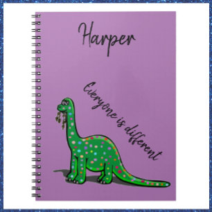 Cute Green Dinosaur Purple Notebook