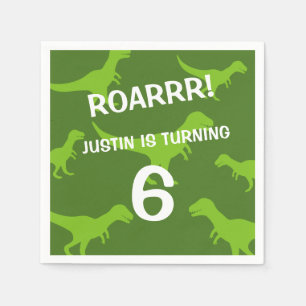 Cute green dinosaur theme Birthday party napkins