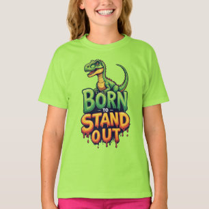 Cute Green Dinosaur With Bold Typography T-Shirt