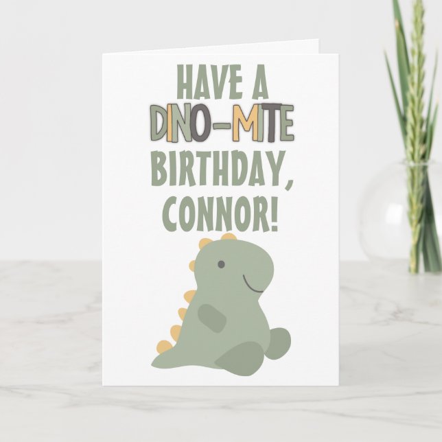Cute Green Dinosaur Young Child's Birthday Card (Front)
