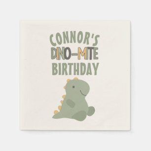 Cute Green Dinosaur Young Child's Birthday Party Napkin