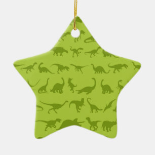 Cute Green Dinosaurs Patterns for Boys Ceramic Tree Decoration