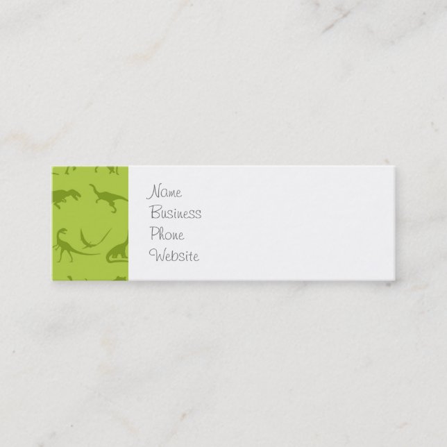 Cute Green Dinosaurs Patterns for Boys Mini Business Card (Front)