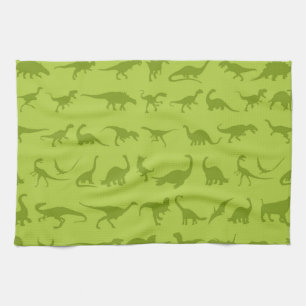 Cute Green Dinosaurs Patterns for Boys Tea Towel