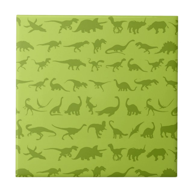 Cute Green Dinosaurs Patterns for Boys Tile (Front)
