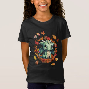 Cute Green Dragon “Autism Awesome Autumn” Design  T-Shirt