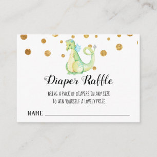 *~* Cute Green Dragon  - Baby Shower Diaper Raffle Enclosure Card
