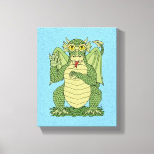 Cute Green Dragon Canvas Print