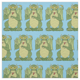 Cute Green Dragon Fabric