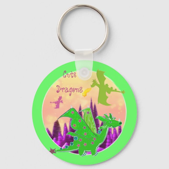 Cute Green Dragon Key Ring (Front)