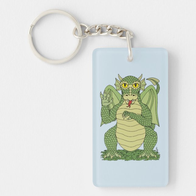 Cute Green Dragon Key Ring (Front)