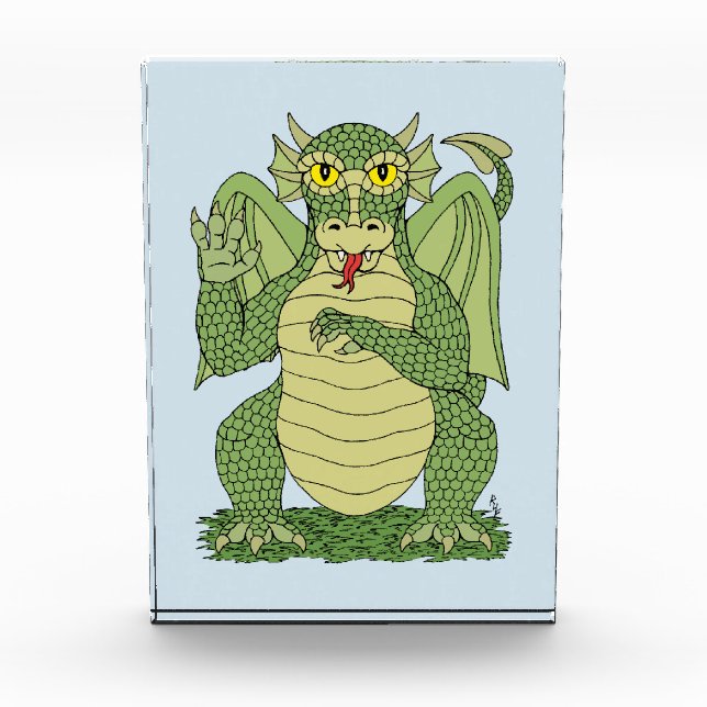 Cute Green Dragon Photo Block (Front)